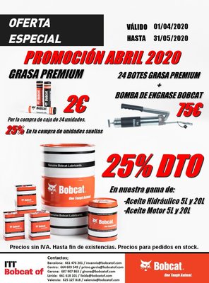 PROMOCIÓN DE LUBRICANTES BOBCAT ABRIL 2020