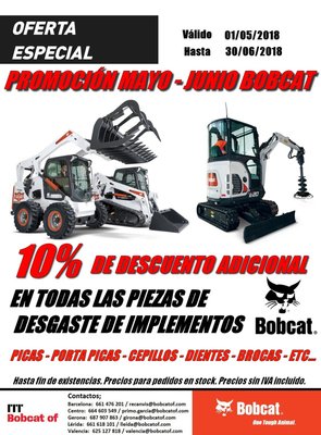 PROMOCIÓN DE PIEZAS DE DESGASTE IMPLEMENTOS BOBCAT MAYO Y JUNIO 2019